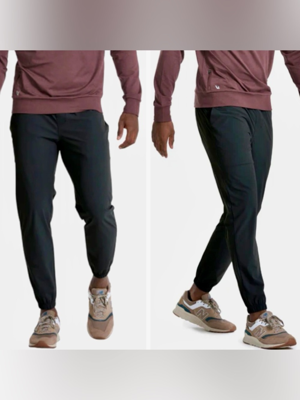 Vuori Men's Fleet Sport Jogger Pants Elastic Cuff Active Taper Black Jogger SZ L